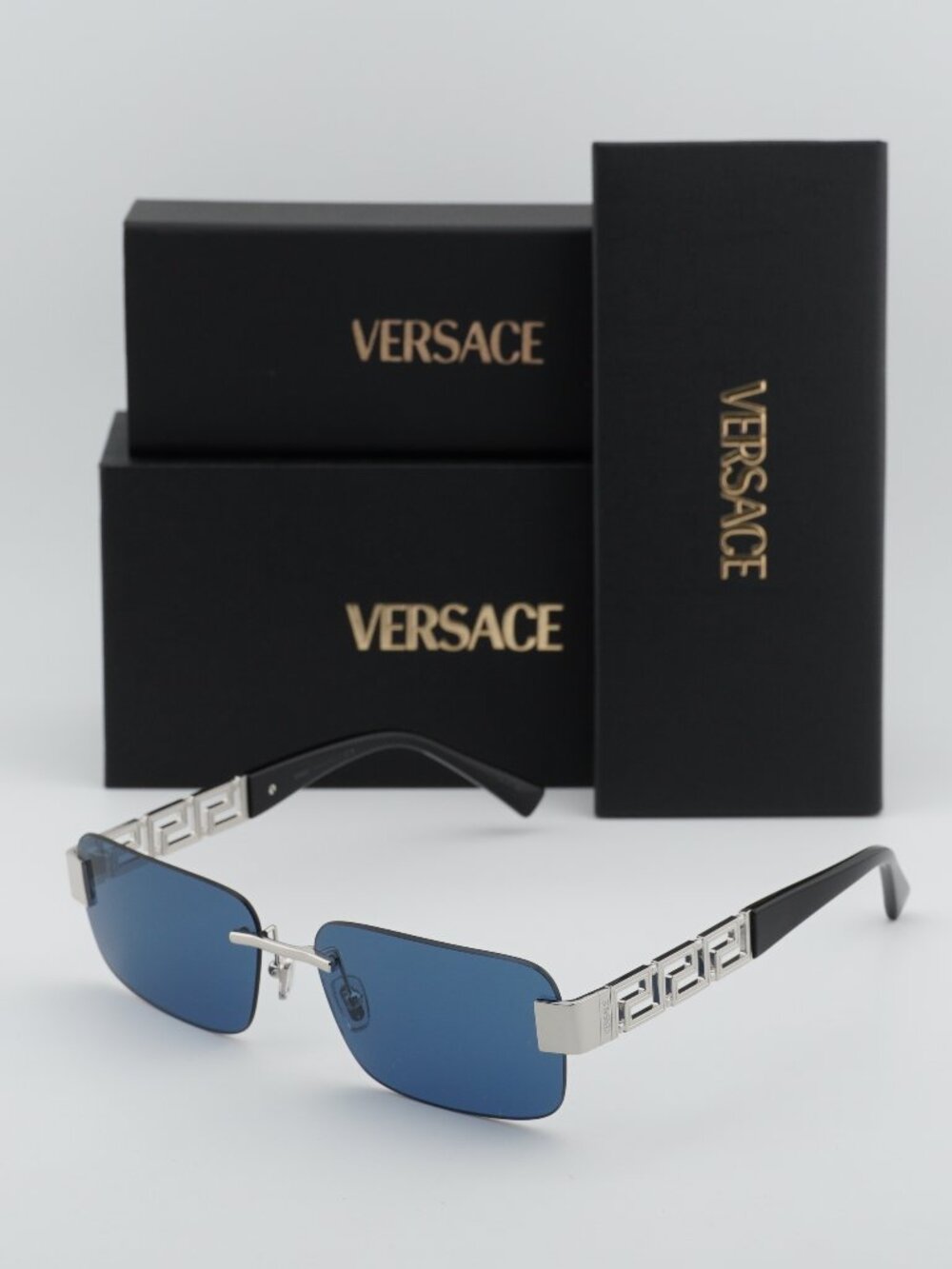 Versace VE2298 1001/80 Rectangle Sunglasses – Silver / Blue